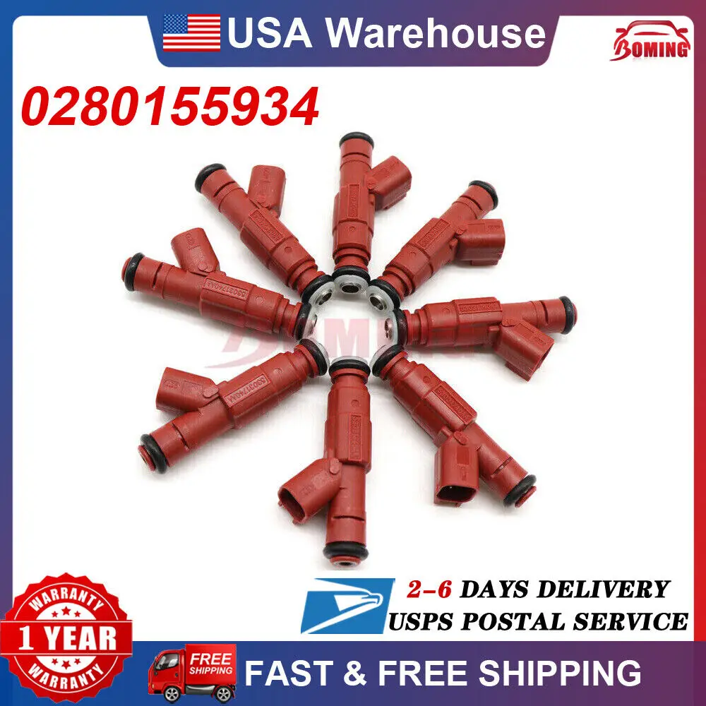 

New Set (8) Fuel Injectors 0280155934 for 2000-2003 Dodge Dakota 3.9L V6