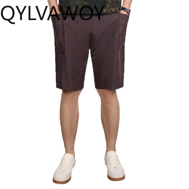 

QYLVAWOY 100% Mulberry Silk Summer Pants High Quality Short Pants for Man Straight Trousers Xiangyunsha Short Masculino Thin