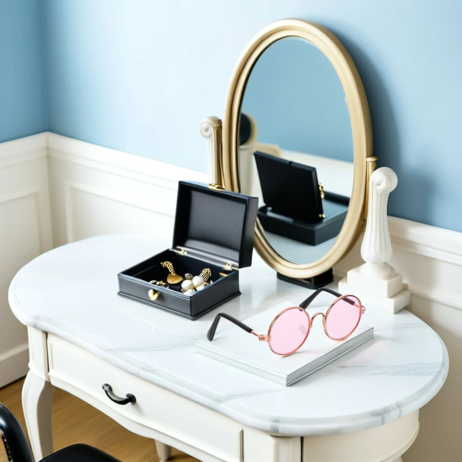 

3Pcs Metal Mini Glasses for Craft Projects: Realistic Tiny Eyeglasses for Dollhouse Furniture Accessory Enhancements and Photo