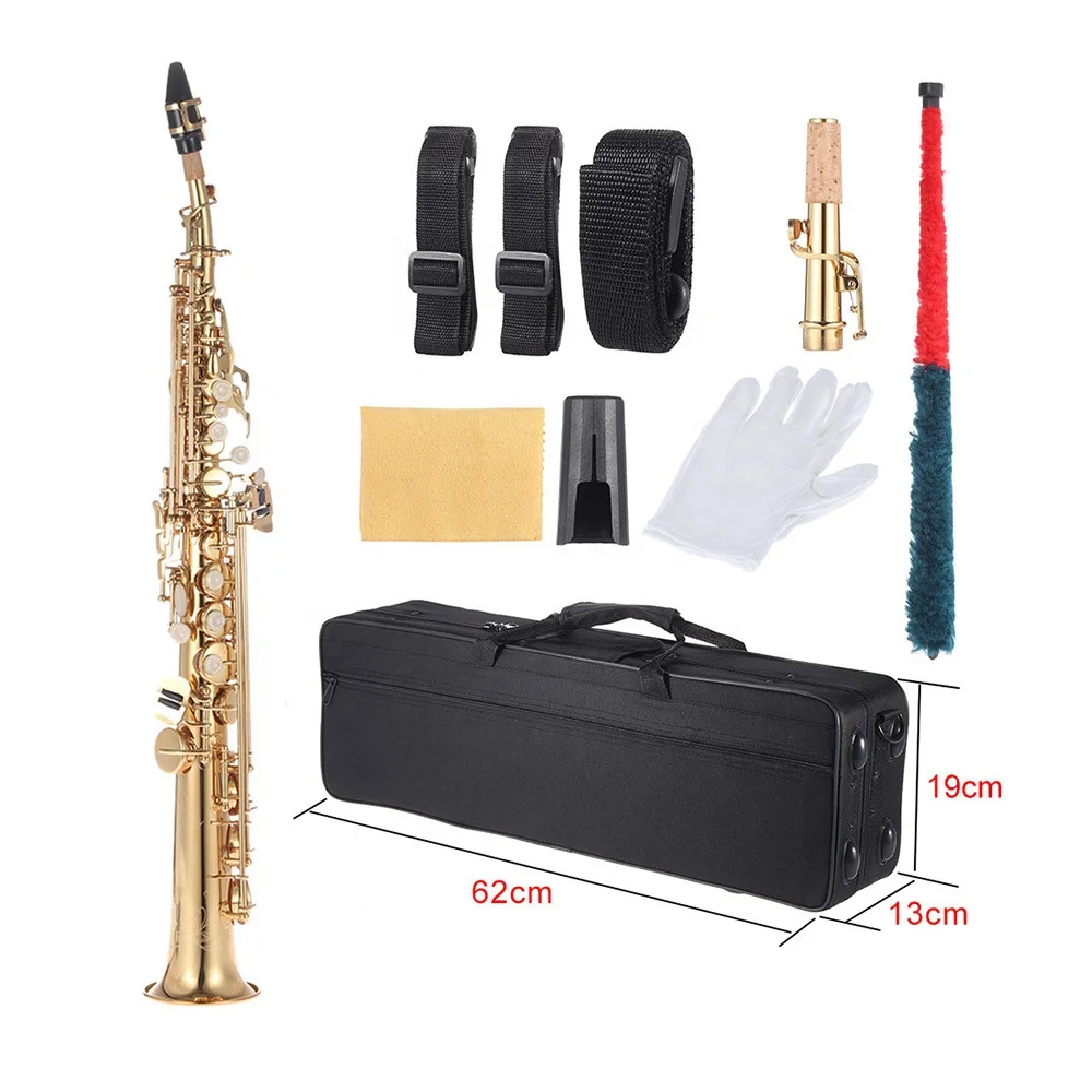 High Quality Clear Lacquered Brass Body Soprano Saxophone BB Tone F# Key Handcrafted Flowers JYSS101