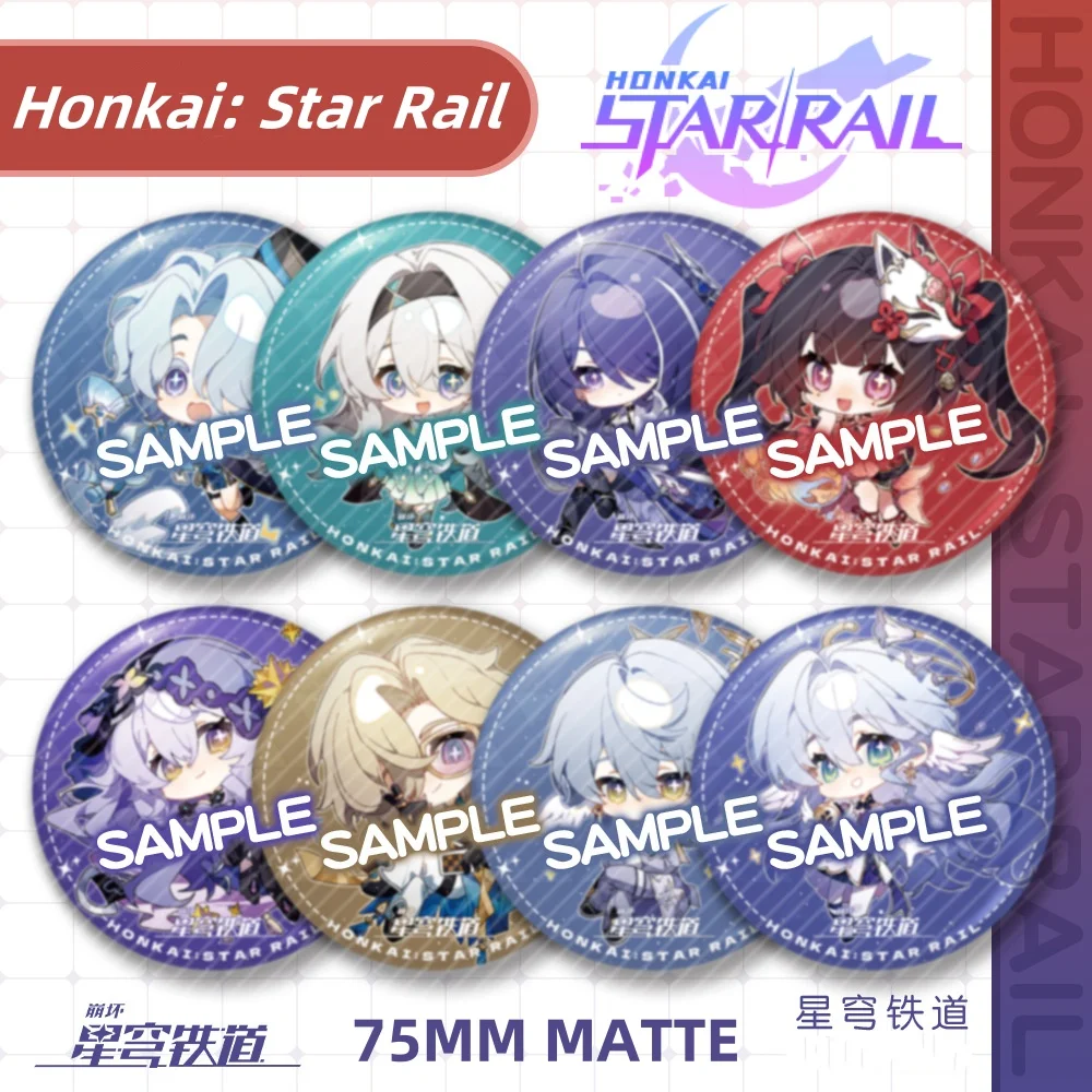 Honkai: Broche Star Rail Matte, Pin bonito do anime dos desenhos animados, Emblema do jogo de Cosplay, Aventurine diária, Vagalume, Robin, Acheron, Novo, 75mm