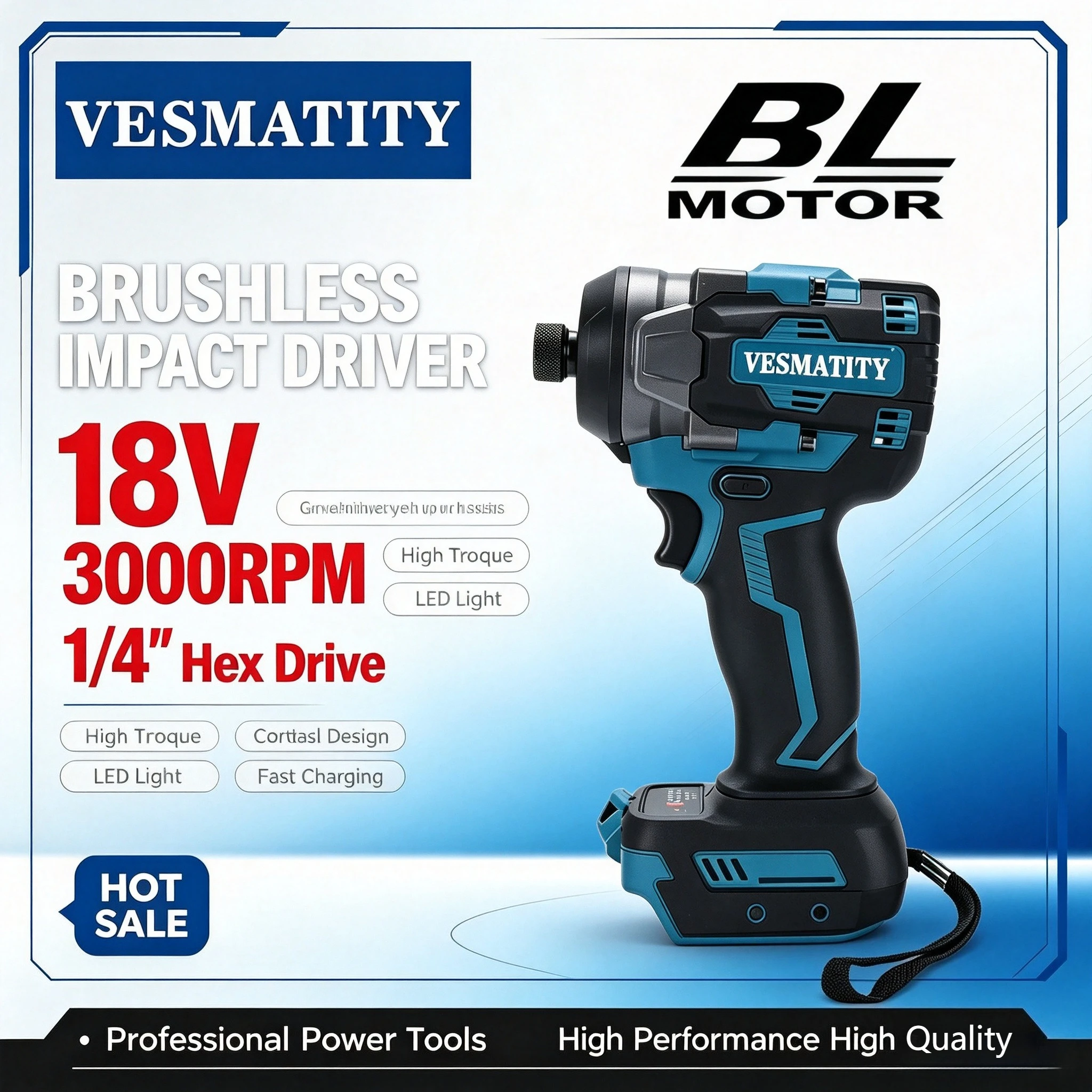 High Torque Impact Wrench, 550Nm 3500IPM High Concentricity, Cordless Safe for Electrical Equipment Repair for Makita battery.