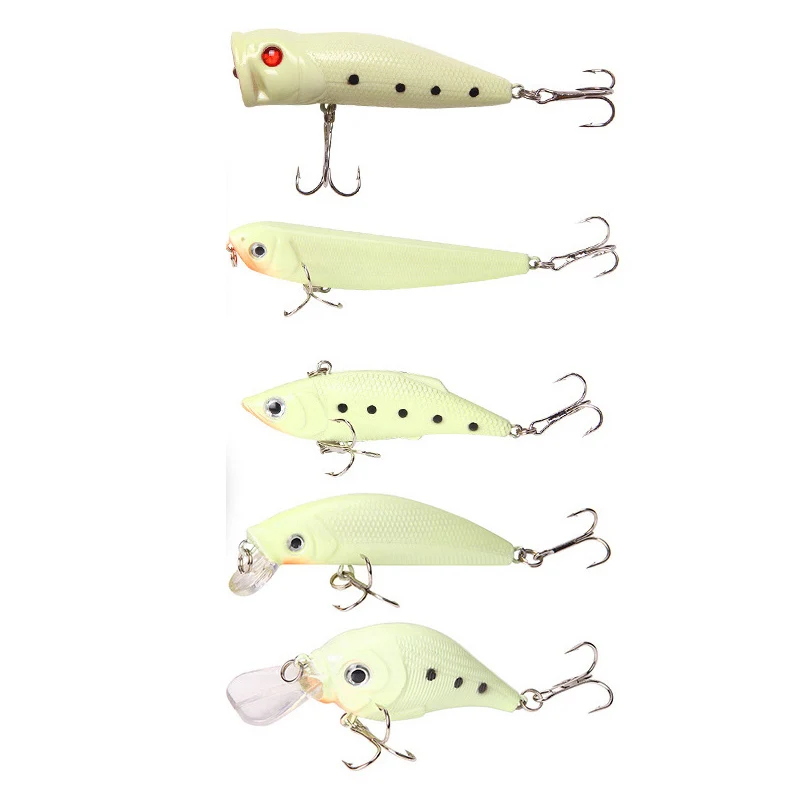 YUCONG 5Pcs/lot Fishing Lure Kits-Popper Wobbler Crankbait Swimbait Minnow Hard Baits Wobblers Artificial Fishing Baits Set Cebo