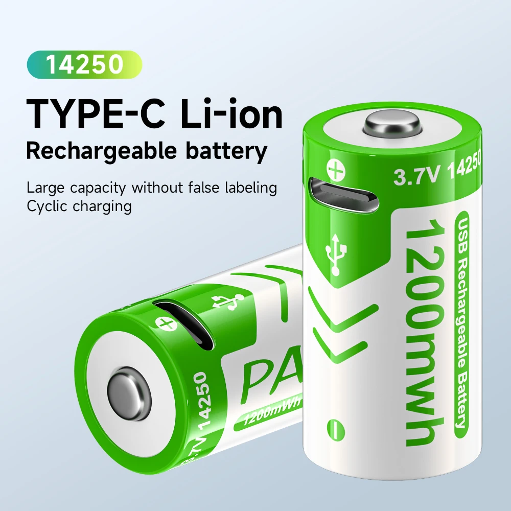 Image of PALO 3,7V 14250 ER14250 Wiederaufladbare Lithium-Batterie USB Schnellladung 1/2 AA 1/2AA LS14250 Batterien für PLC CNC Wasserzähler