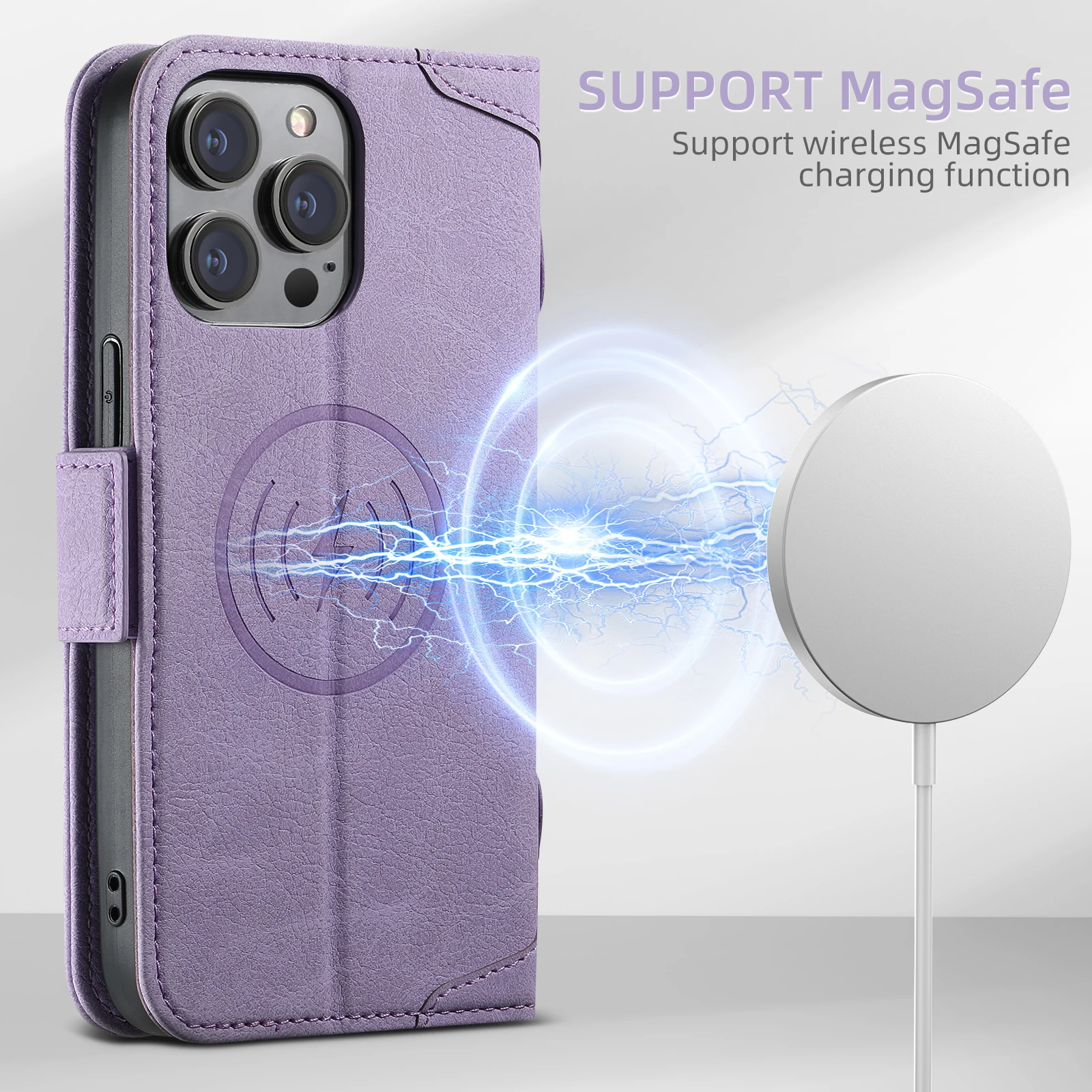 Kartenhalter-Brieftasche Flip-Cover Handyhülle Kompatibel mit Magnetischem Kabellosen Laden für iPhone 18 Pro Max 17 Air 16 Plus 15 14 – Detail 13