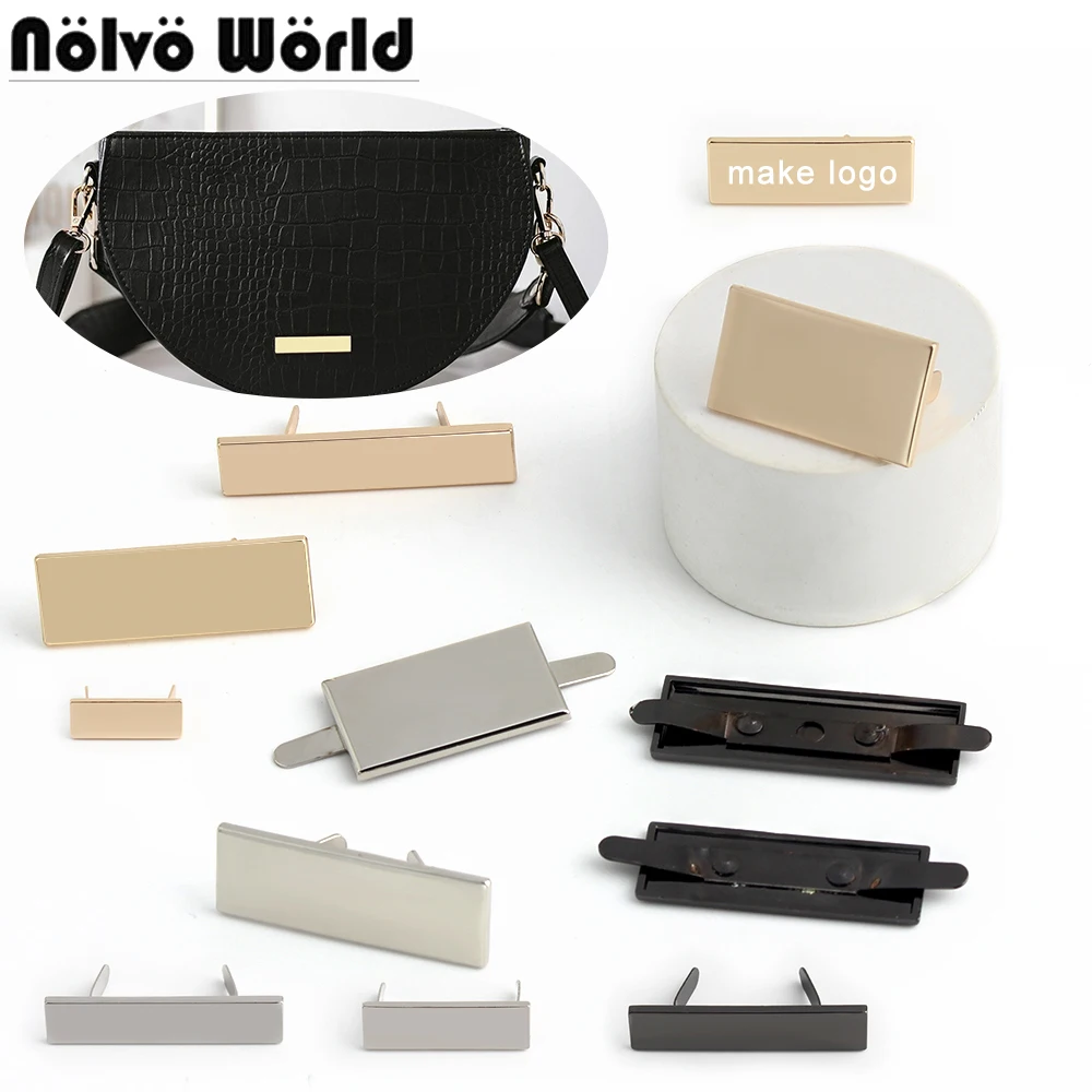 

50/100PCS Rectangle Metal Customize Logo Labels Tags For Shoes Handbag Bag Purse Laser Name Decorative Buckles Clasp Accessories