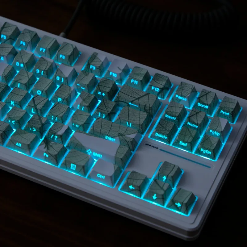 136 مفتاحًا ارتفاعًا أصليًا مادة PBT شفافة غطاء مفاتيح التسامي الحراري مناسب للوحة المفاتيح الميكانيكية