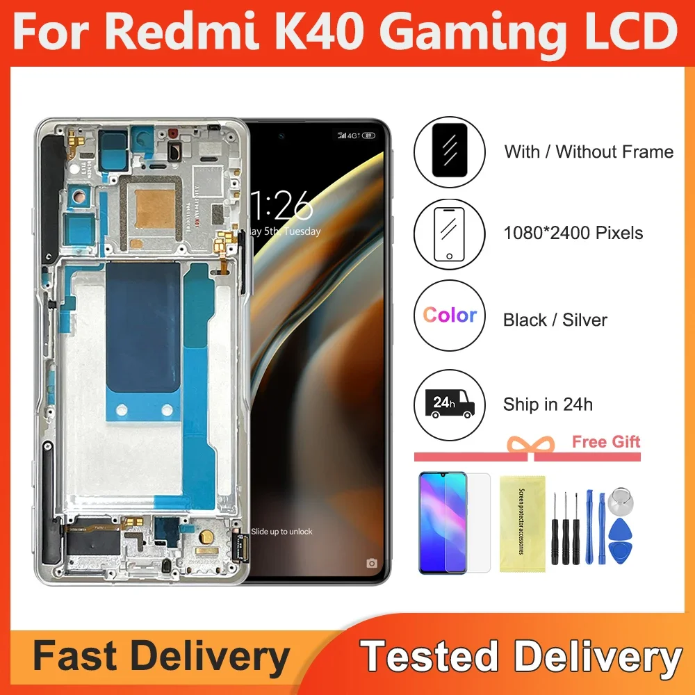 

6.67 inch For Xiaomi Redmi K40 Gaming LCD Display touch screen digitizer Assembly for redmi k40 Game Edition Display With Frame