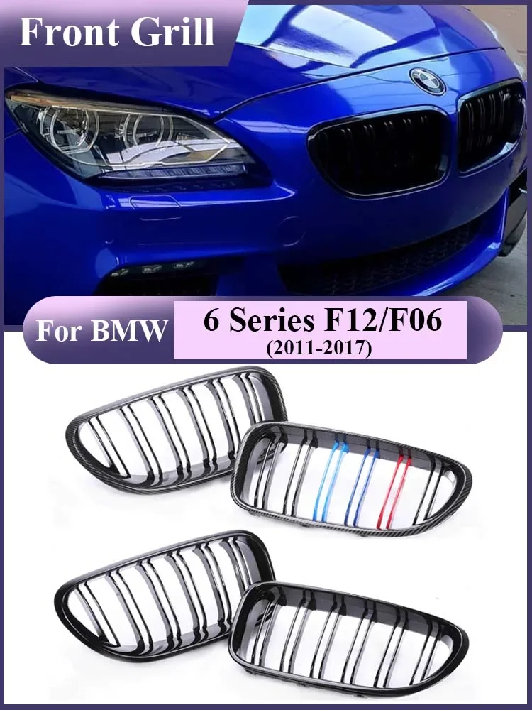 

M Design Carbon Fiber Kidney Front Bumper Racing Grills Glossy Black Dashboard Grille for BMW 6 Series F12 F13 F06 2011-2017 M6