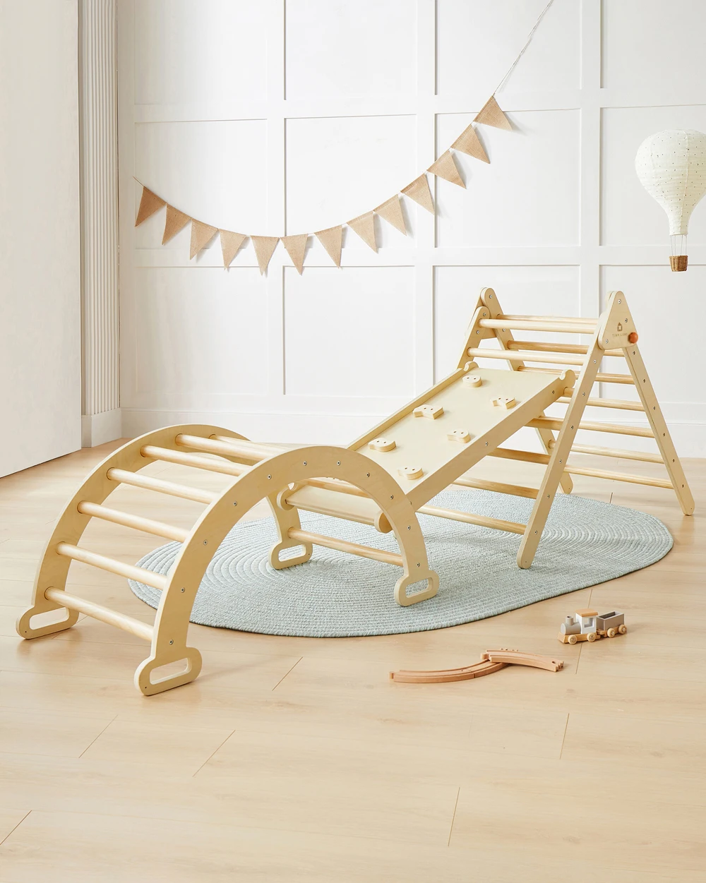 

Montessori Wooden Learning Tower Foldable Toys Slide Indoor Combination Climbing Frame for Kids Toddlers