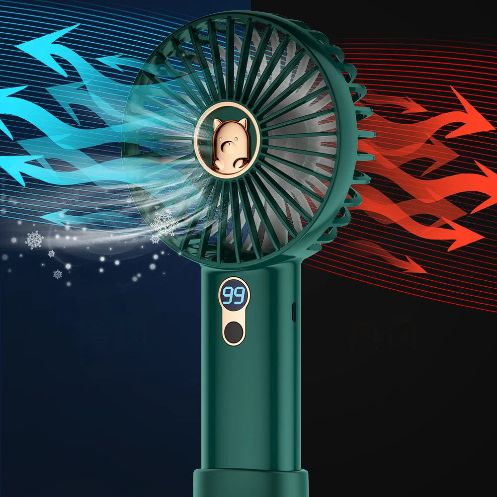 Mini ventilador eléctrico portátil de mano con pantalla Digital, recargable por USB, ventiladores de refrigeración pequeños para el hogar, Camping, viajes al aire libre