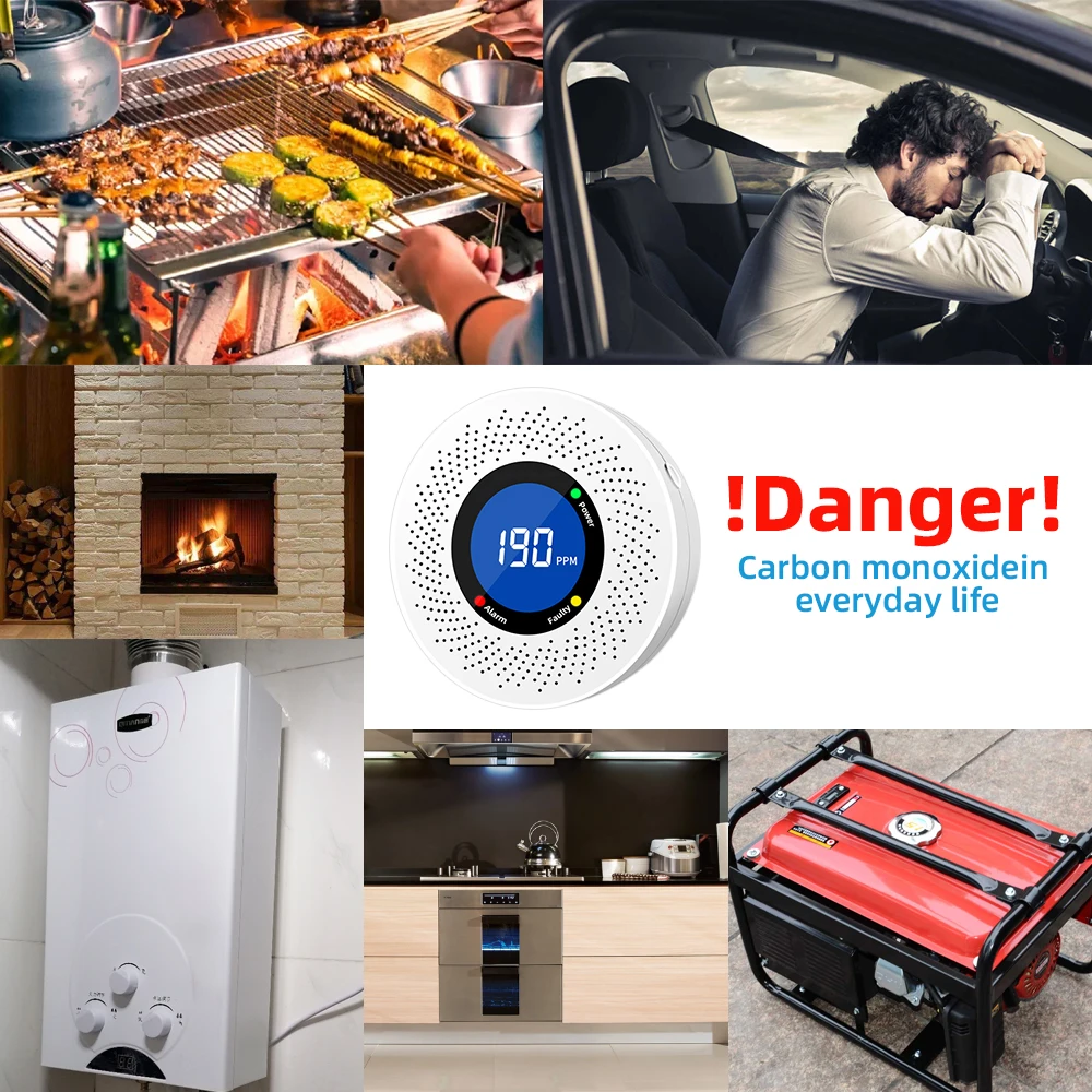 Independent Carbon Monoxide Detector With LCD Display - Home Security CO Alarm For Enhanced Safety