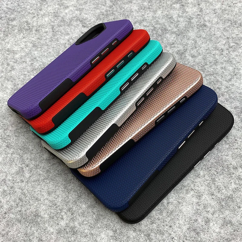 New Models 2 in 1 Grid Texture Phone Case for iPhone 17 Pro 15 16 pro max 14 13 12 Simple Anti slip Shockproof Phone Back Cover