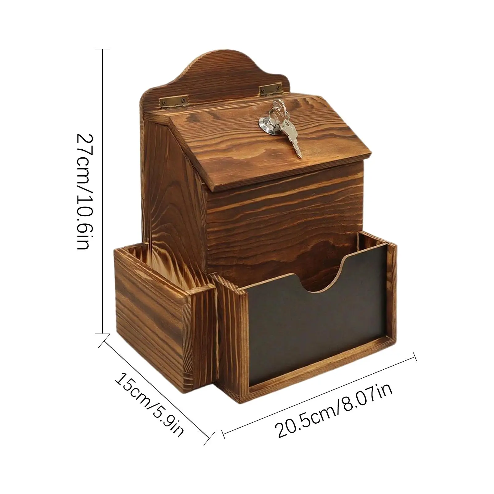 Boîte à suggestions avec fente, boîte à don, boîte aux lettres verrouillable en bois avec 2 emplacements pour enseignant, bureau, ferme, Restaurant, église, mariage
