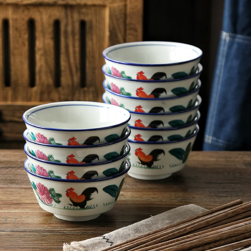 CHANSHOVA-Traditional Chinese Style Rooster Tableware, Ceramic Bowl, Household Ramen, Rice Noodles, Soup Bowl, G248, 120-1200ml