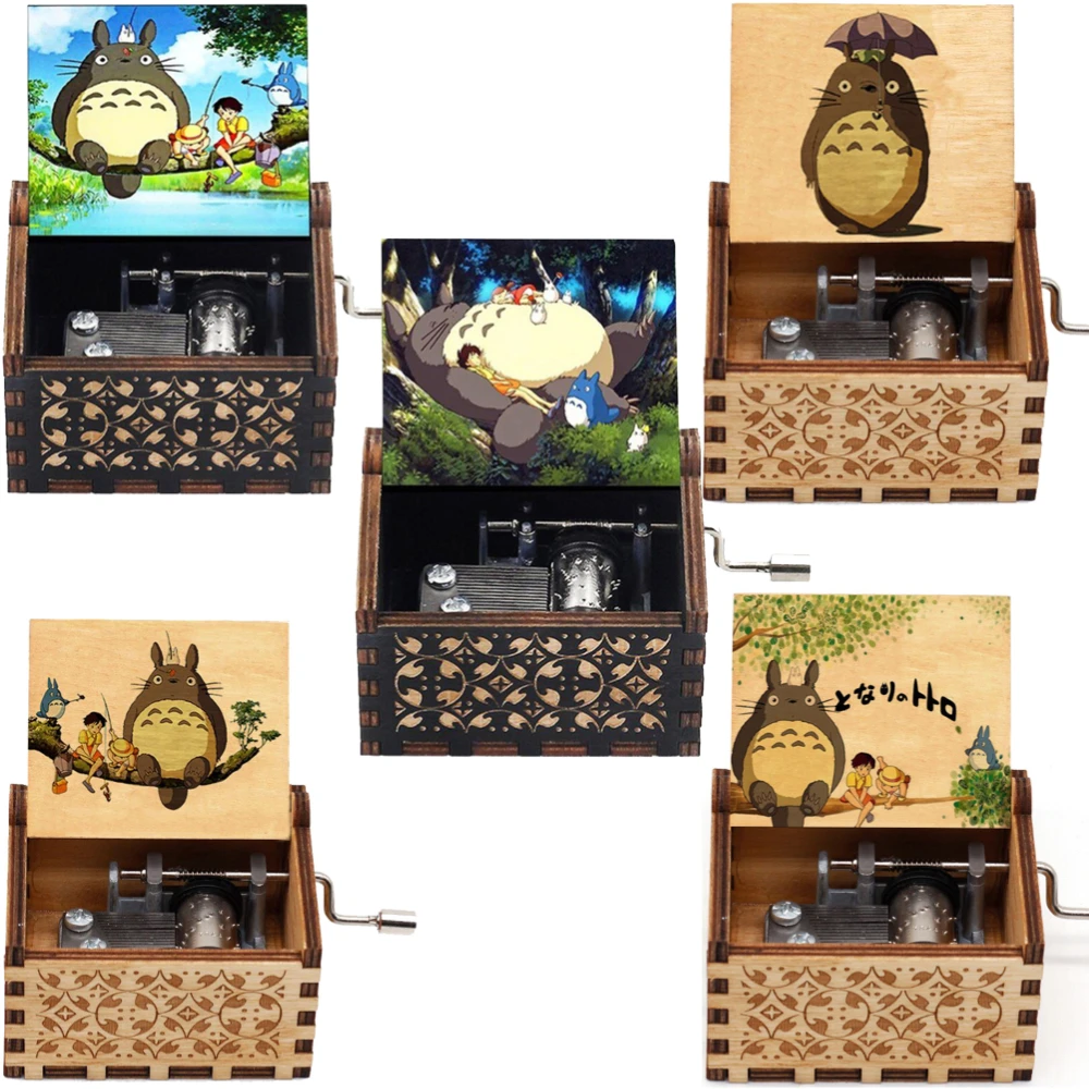 Caja Musical de Madera con Manivela de Mi Vecino Totoro, Tema de Anime de Studio Ghibli, Caja Musical Tallada y Hueca, Regalo para Fanáticos de Totoro