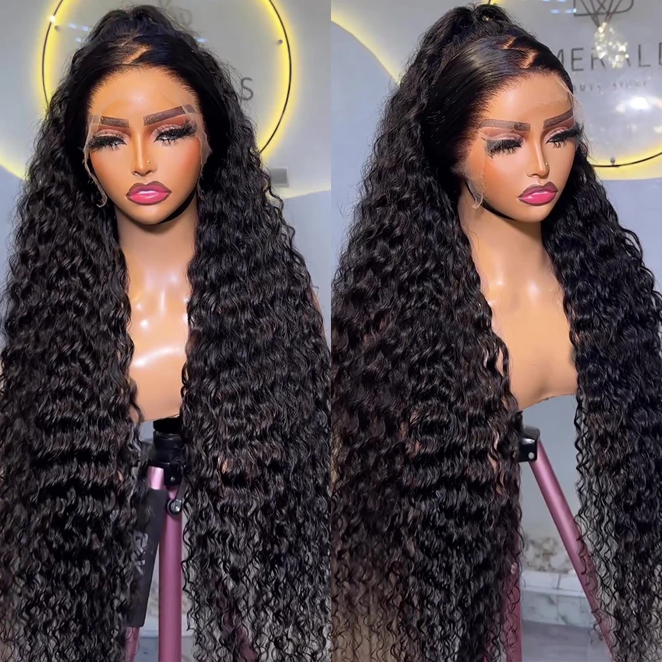 250% Loose Deep Wave 13x4 HD Lace Front Wig Brazilian 30 Inch Transparent Water Curly Frontal Human Hair Wigs For Women