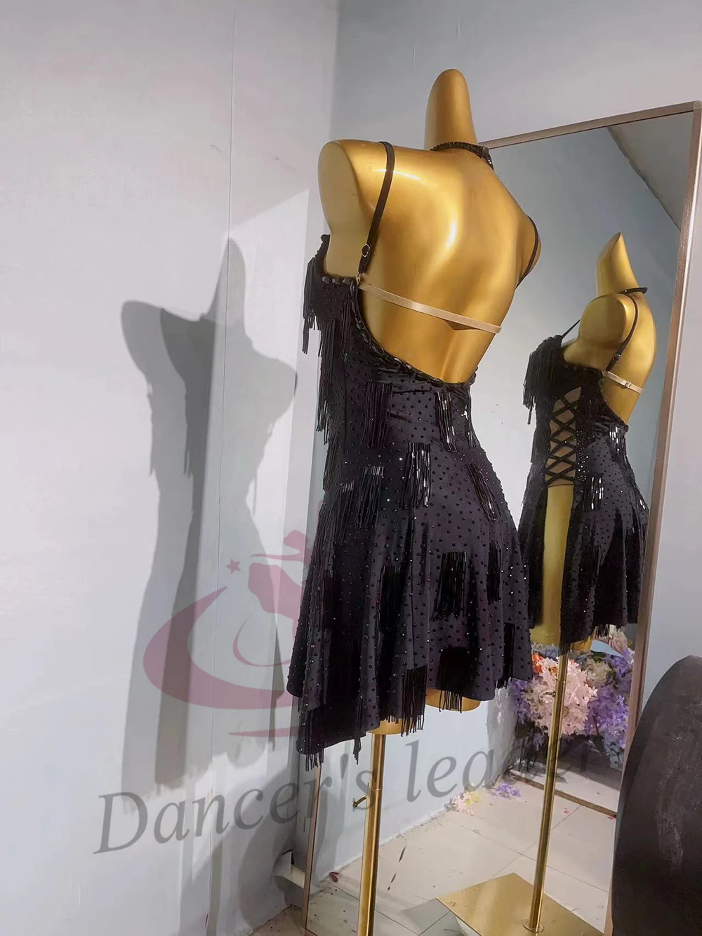 Ballerini latini, adulti, bambini, bretelle con nappe slim fit personalizzate di fascia alta Tango Samba AB Stone Performance Dress