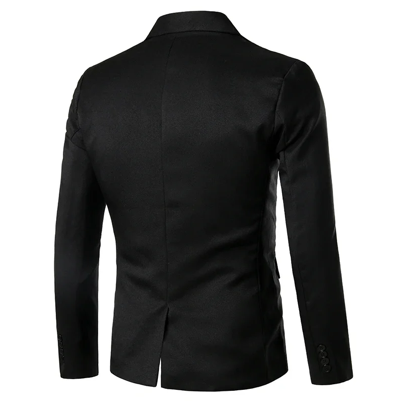 Blazer casual de botão único masculino slim fit, ternos de festa de casamento, blazers com gola monocromática, preto e branco, nova chegada, 2023