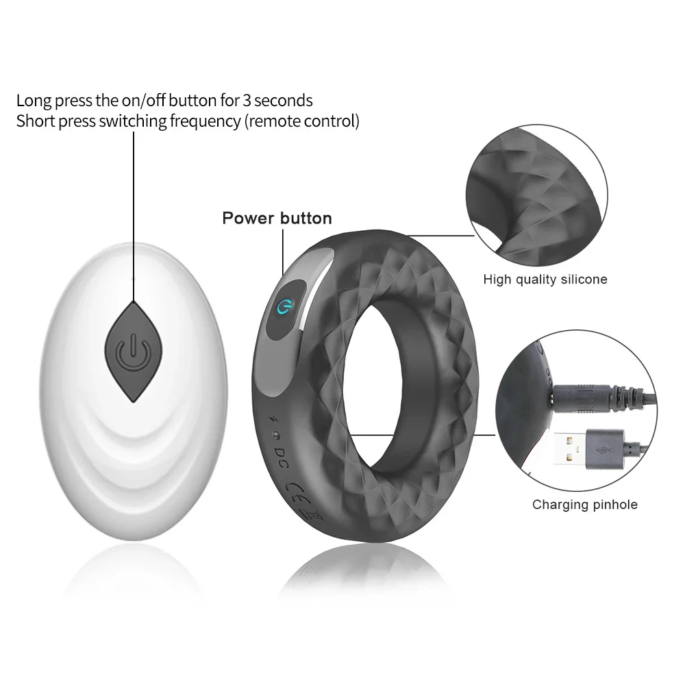 Penis Trainer Penis Ring Men Delay Ejaculation Sex Toys G Spot USB Charging Silicone Vibration Penis Ring