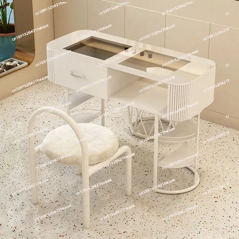 Suitable for white Japanese style economy nail table, complete set of light luxury nail tables