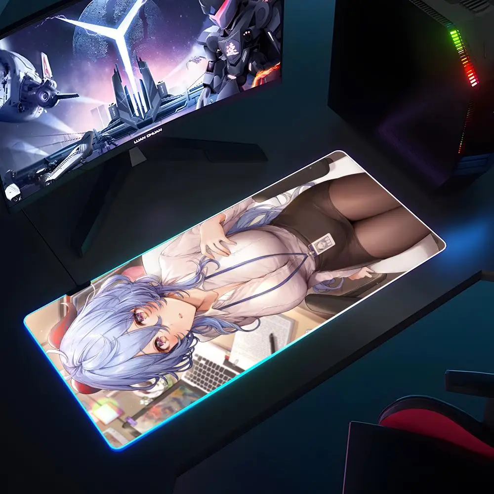 Genshin Impact Mouse Pad RGB Luminous 700X400mm Large Table Pad Encrypted Anti Skid Super Large Mouse Pad