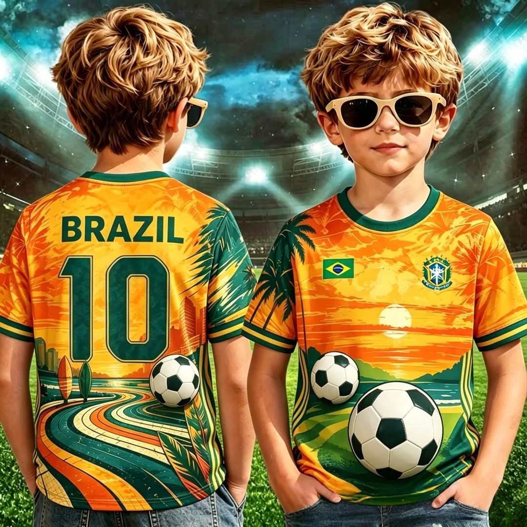 2026 Brazilian Selection Shirt Summer New Brazil Football Jerseys children's clothing Football Sports Tshirts Tees kids clothes