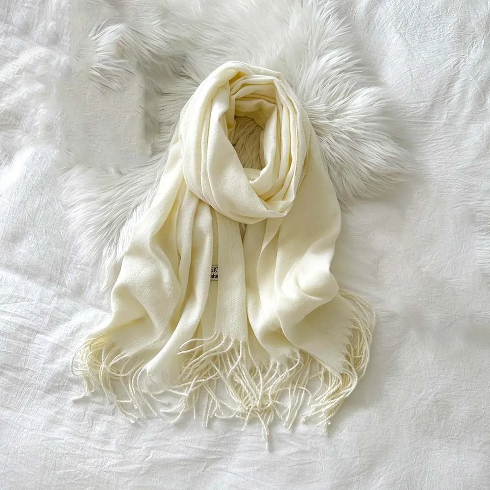 

Подарочный классический шарф из полиэстера и шерсти, мягкий, теплый, однотонный, ветрозащитный, в корейском стиле, длинный шарф-палантин с кисточками, зимний