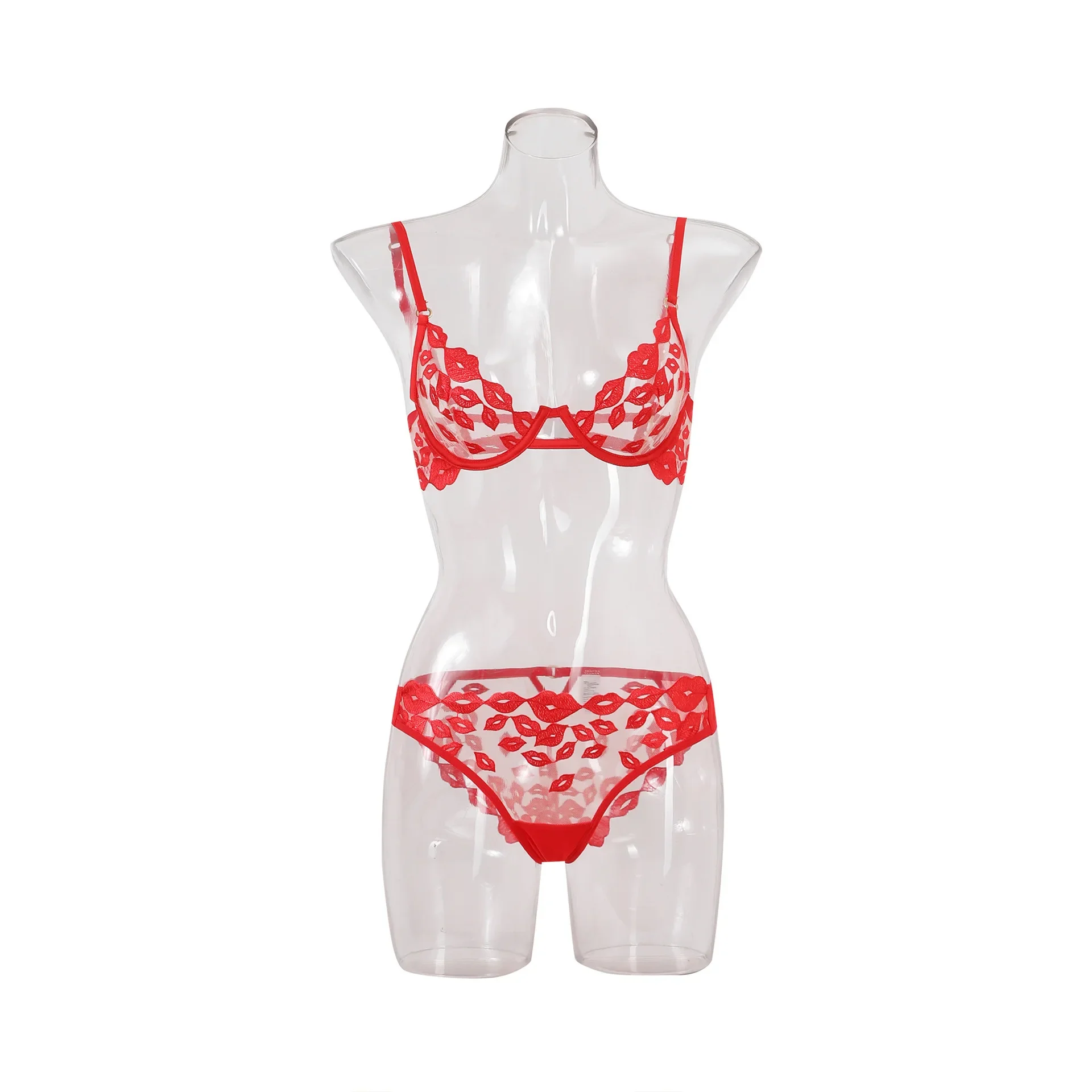 Women Sexy Bra Set See Through Embroidery Lingerie Micro Bikini Thong Set Underwear Elegan Ladies Thin Bra and Panty Set