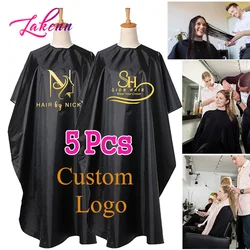 Barber Cape Logo Custom 5Pcs Waterproof Short Long Hair Cutting Cape Salon Hair Cape Barber Accessories For Hair Stylists