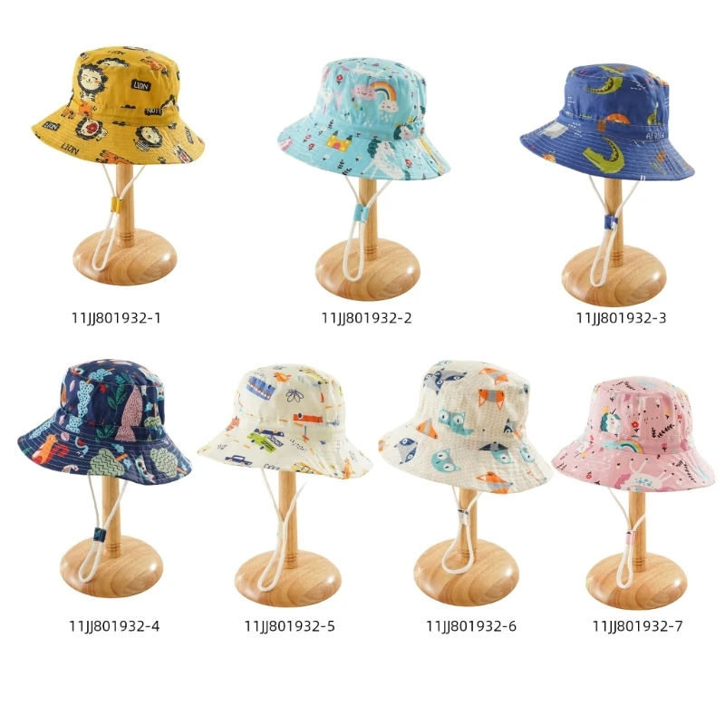 

Unisex Cartoon Print Bucket Hat Wide Brims Outdoor Summer Spring Foldable Fisherman Hat Sunproof Gifts for Children