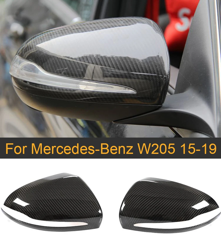 Dry Carbon Fiber Rearview Mirror Cover Cap For Mercedes-Benz W205 2015-2019 Add On Side Mirror Covers Caps RHD