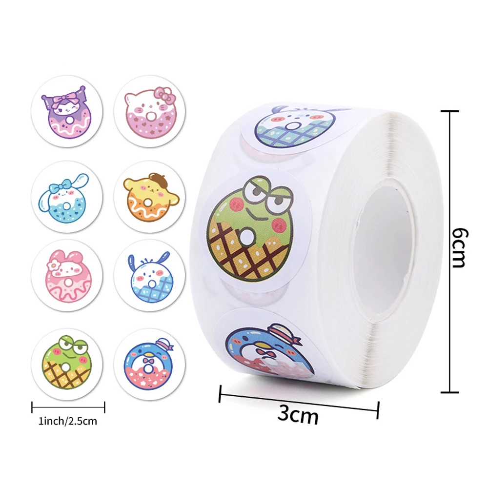 500pcs Kawaii Sanrio Donuts Cartoon Stickers Anime Hello Kitty Kuromi Sticker Scrapbooking Guitar Suitcase Laptop Girls Toy Gift