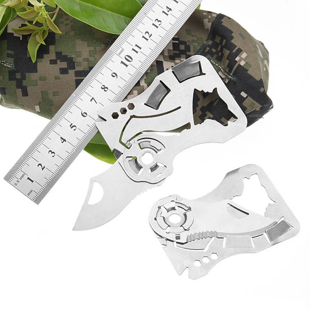 Multifunctional Outdoor Card Knife EDC Portable Stainless Steel Repair Tool Camping Hiking Fold Knives Hex Wrench Bottle Opener