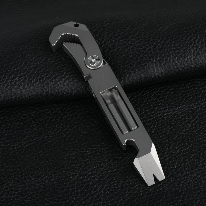 Pocket Multifunctional Tool CreatTitanium Alloy Knife Bottle Open Outdoor Portable Wrench Keychain Pendant Camping Equipment