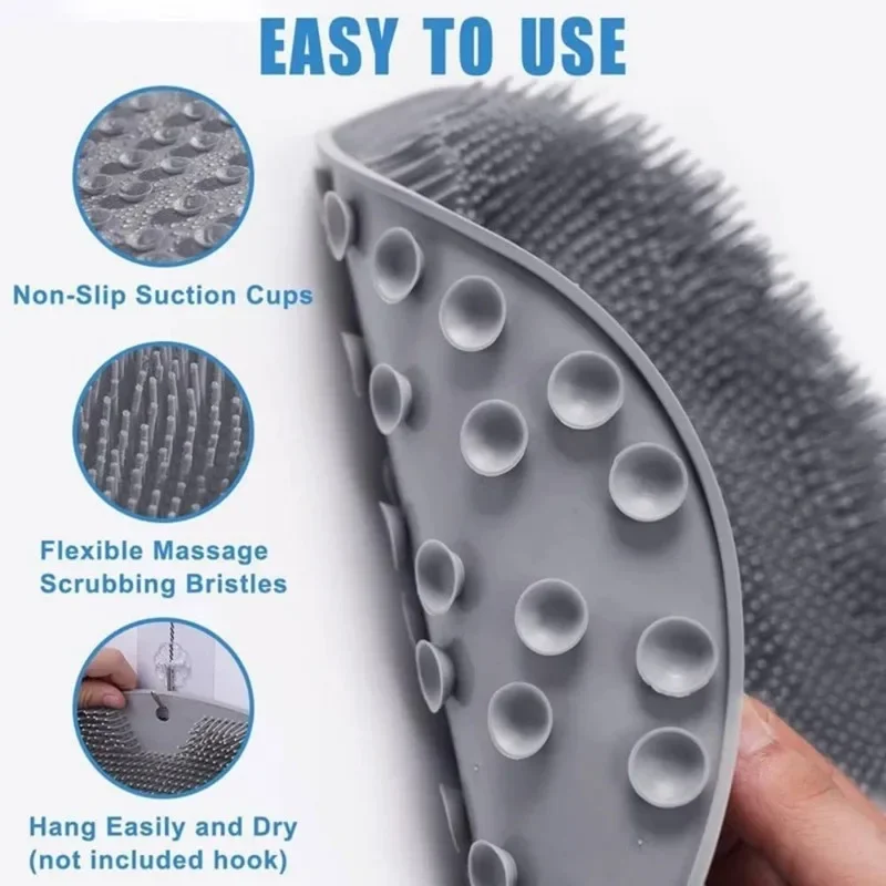 Foot & Back Scrubber Body Shower Brush Reusable Silicone Brush Foot Wash Mat Multifunction Sucker Wall Mat Foot Bathing Tool