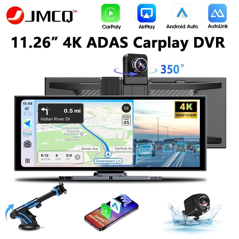 

Portable 11.26 inch 4K ADAS Car DVR Wireless CarPlay and Android Auto Dash Cam GPS Navigation Bluetooth Dashboard Video Recorder