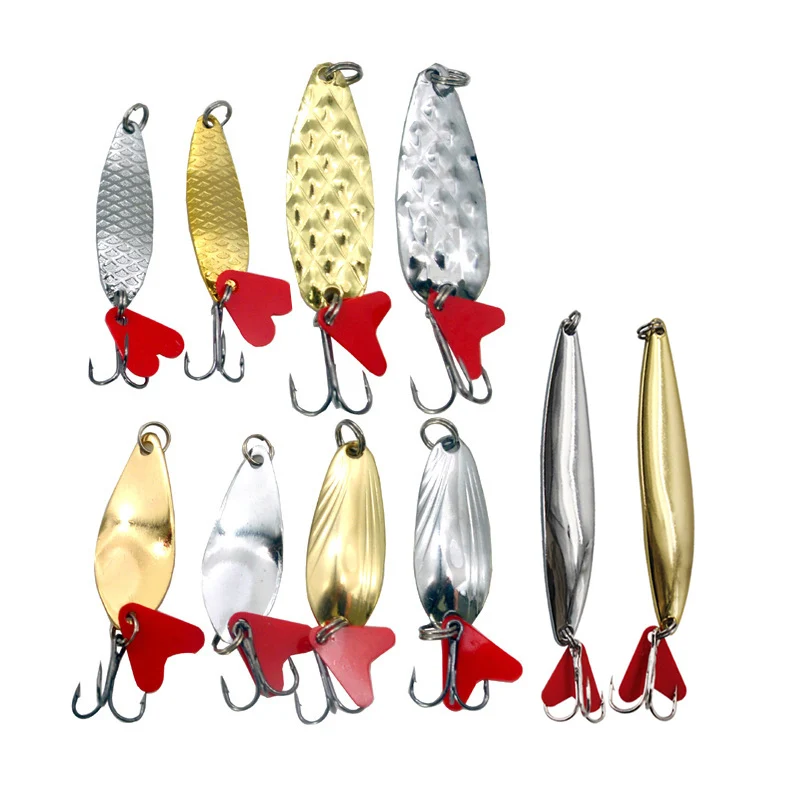 

1.5g-10g Metal Spinner Lure Spoon Gold/Silver Fishing Spinner Lure Sequins Treble Hooks Fishing Tackle Hard Bait A576