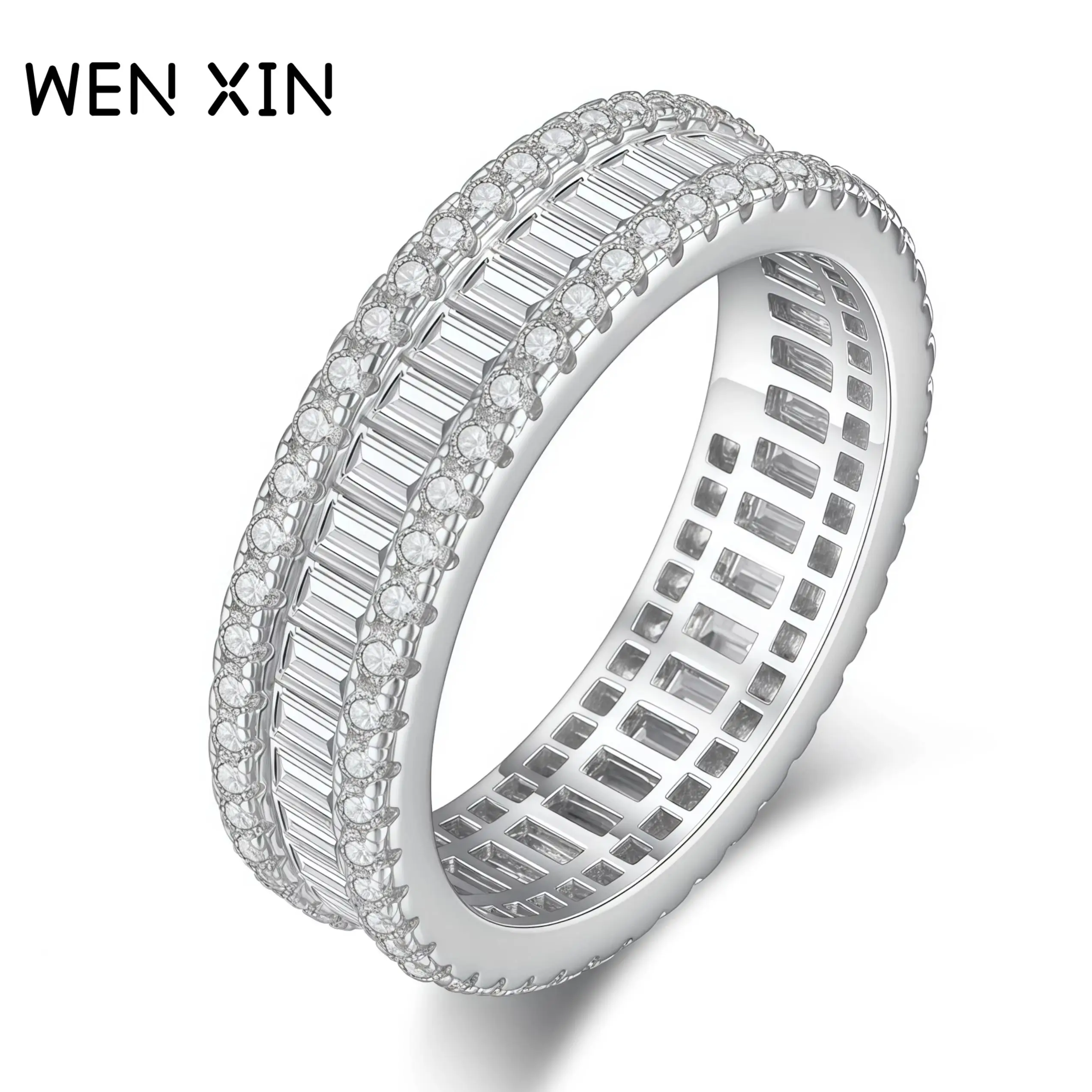 

WENXIN брендовое роскошное брендовое дизайнерское кольцо из стерлингового серебра 925 пробы, женские кольца с высокоуглеродистым бриллиантом, ювелирные изделия из серебра 925 пробы