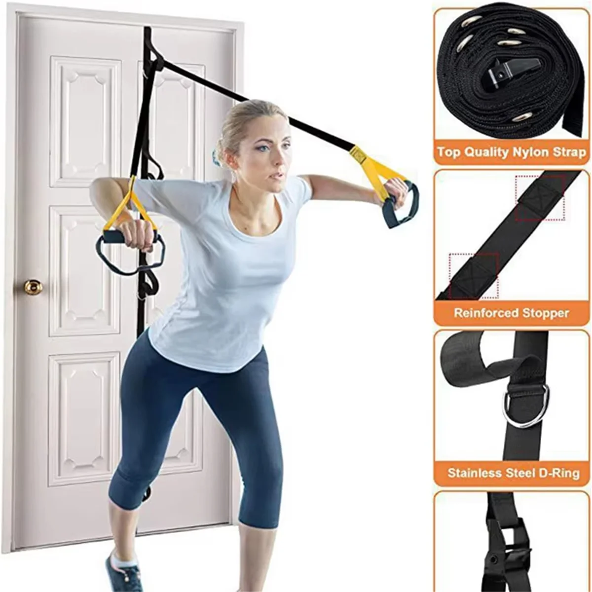 Aa26p alça de porta para faixas de resistência exercícios fixação de âncora para fitness em casa resistência de banda de porta portátil
