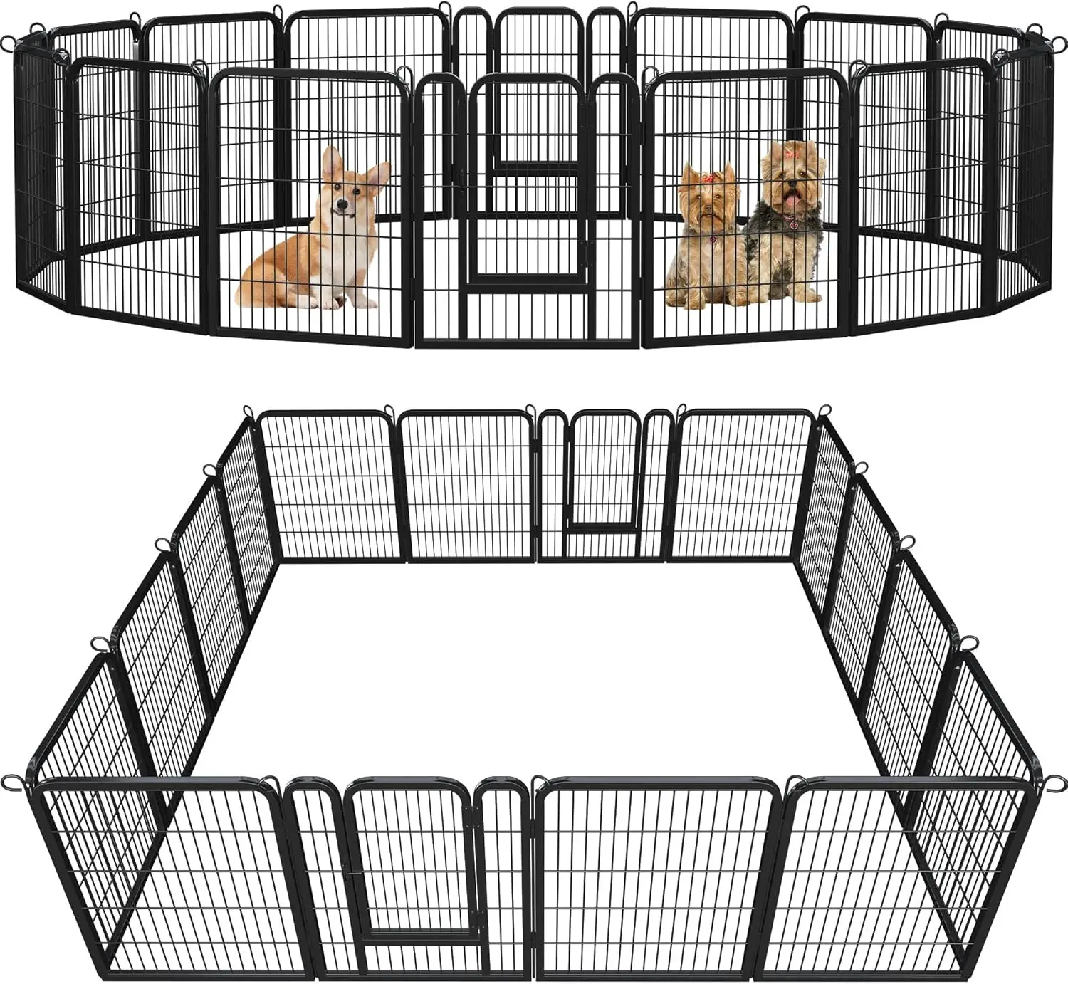 Heavy Duty Dog Playpen - Foldable Metal Pet Playpen Dog Exercise Pen Barrier Kennel with Door