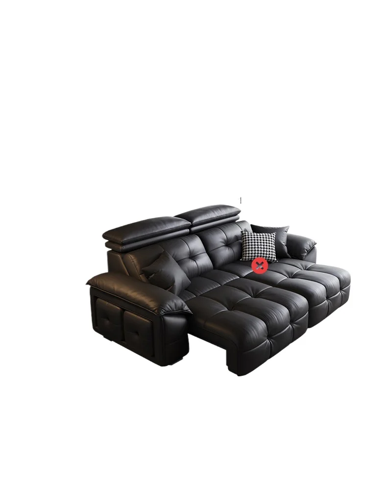 CX electric multi-functional leather sofa Italian minimalist, translatable and retractable sofa bed in the living room
