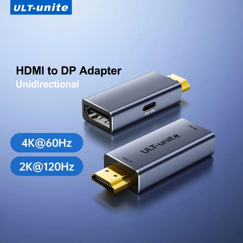 HDMI zu DisplayPort Adapter 4K 60Hz, 1080P 120Hz Unidirektionaler HDMI-Stecker auf DP-Buchse Konverter für Laptop, AMD, NVIDIA, PS5, Xbox