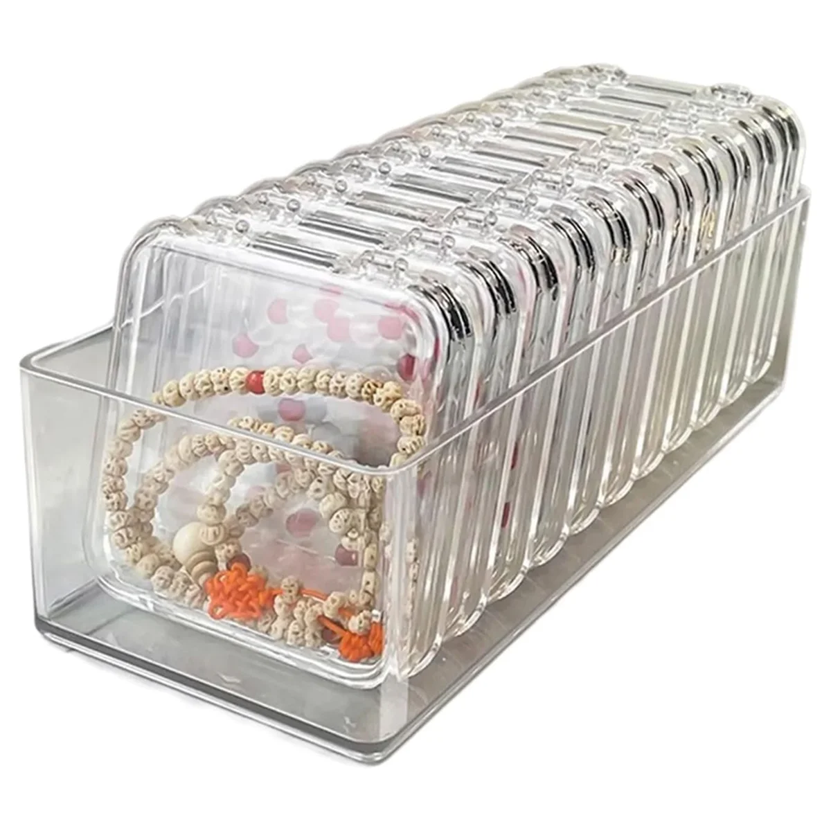 Abjs caixa de organização de pulseira acrílica de grande capacidade, pulseira prática, vitrine de joias para entusiastas de joias, pequena