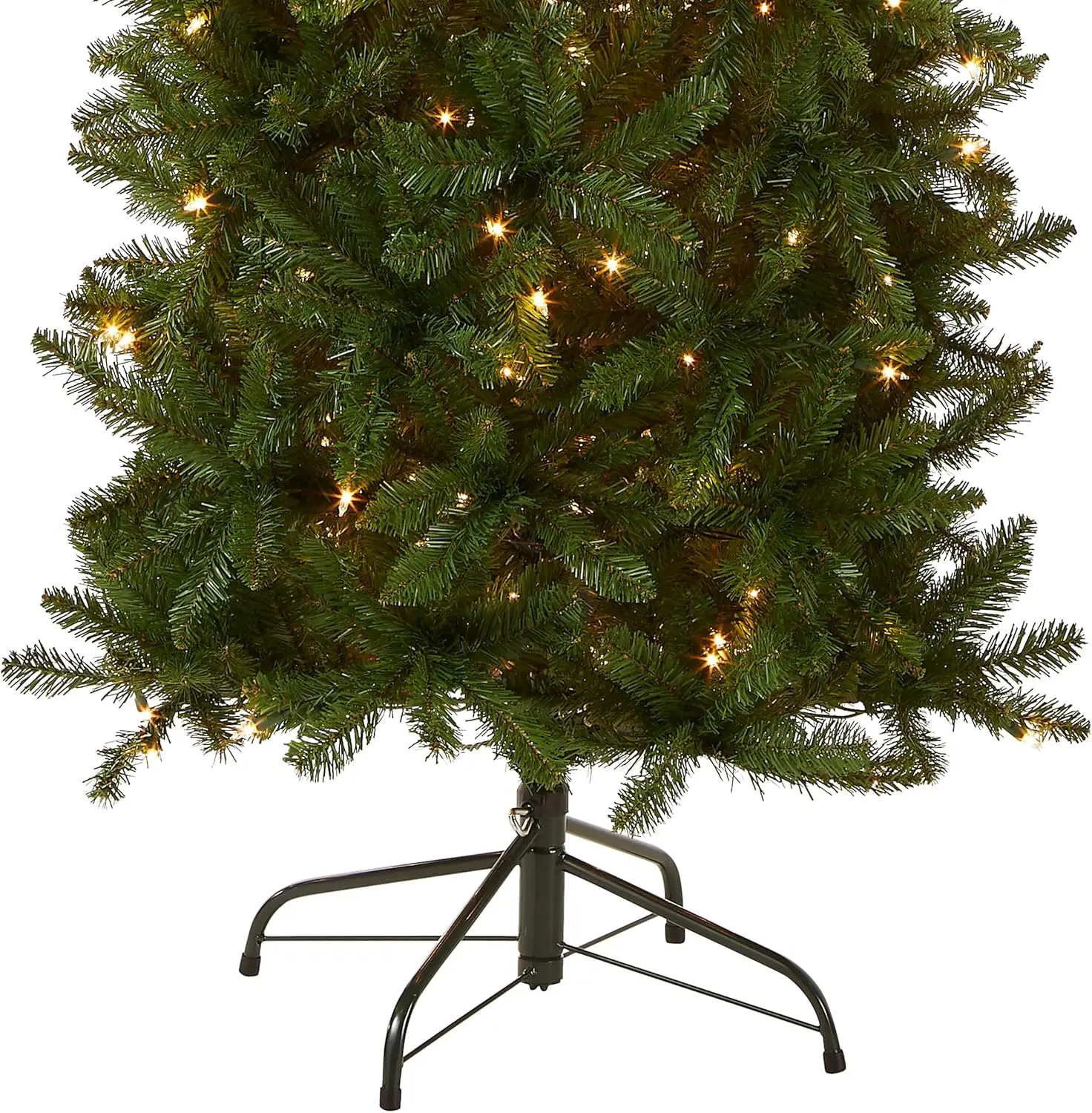 Artificial Pre-Lit Slim Christmas Tree, Green, Kingswood Fir, White Lights, Includes Stand, 7 Feet