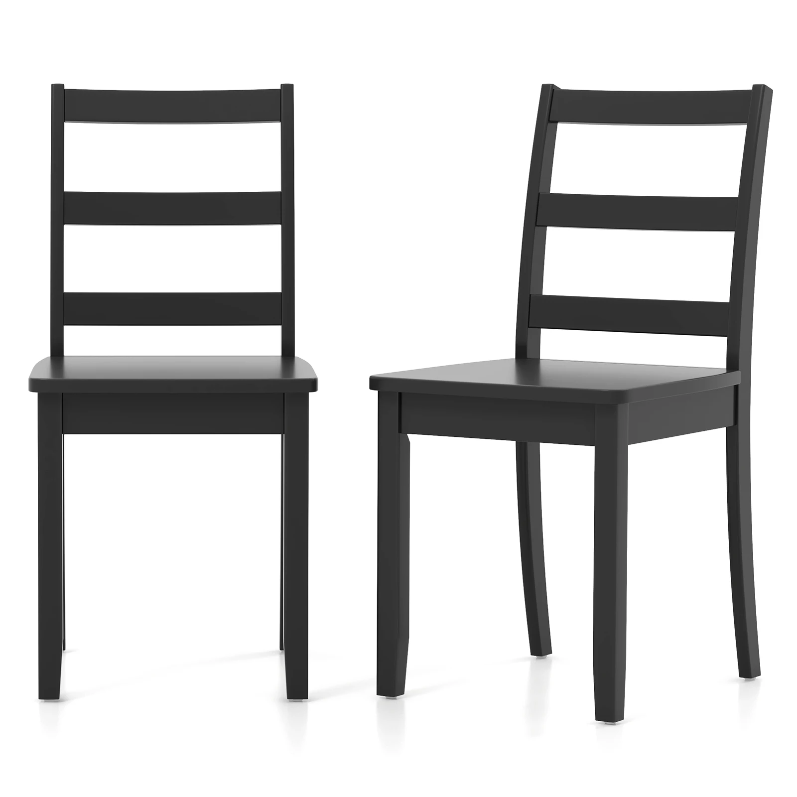 

Set of 2 Dining Chairs Ladder Back Armless Side Chair w/ Solid Rubber Wood Legs