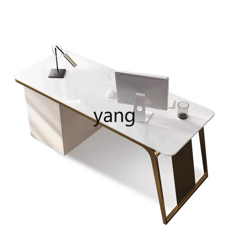 

LMM light luxury desk modern home study living room study bedroom rock slab table and chair combination