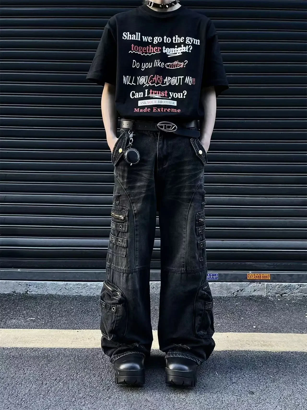 2024 Black Women's Jeans Y2K Vintage High Waisted Straight Trouser American Streetwear Loose Girl Clothing Wide Leg Denim Pants