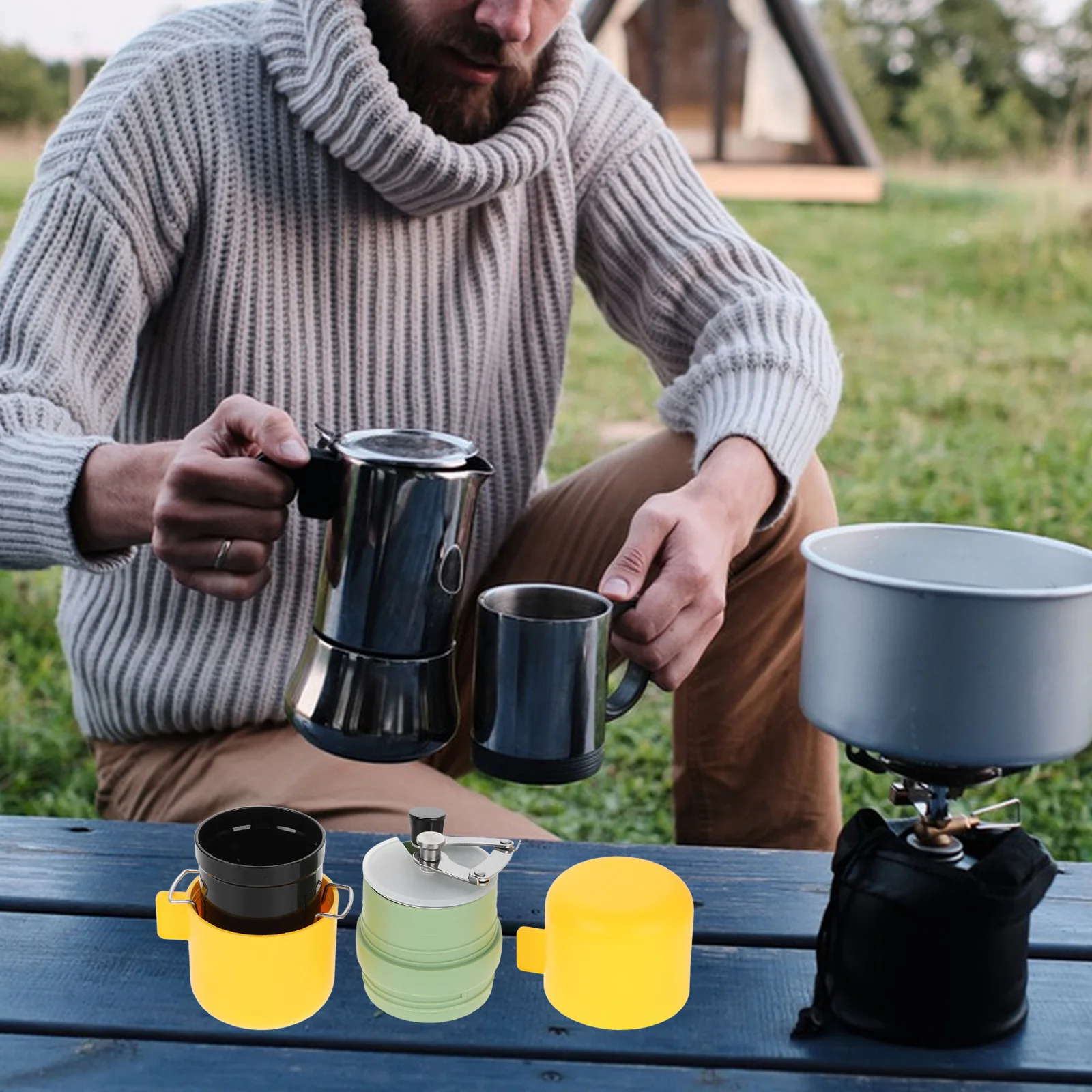

Camping Coffee Grinder Manual Portable Bean Mill for Travel Outdoor Adventures Adjustable Grind Coffee Grinding Tool Mug