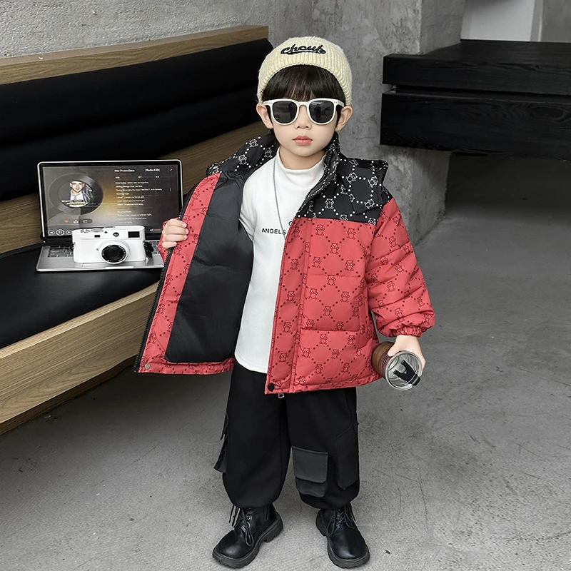 

Утепленная хлопковая куртка для мальчиков на флисовой подкладке, модная молодежная осенне-зимняя одежда, водонепроницаемая, на молнии, с воротником-стойкой